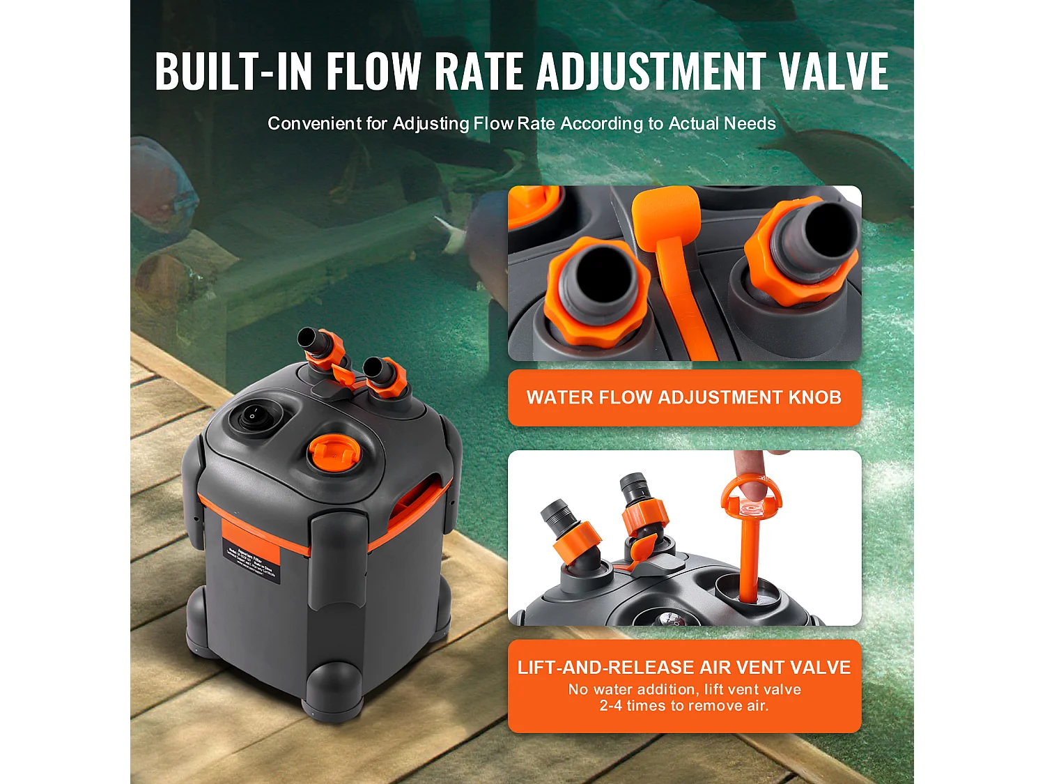 Filtre SucceBuy Filtre à Cartouche pour Aquarium de 30 Gallons, Lampe UV 8 W, Aquarium Silencieux