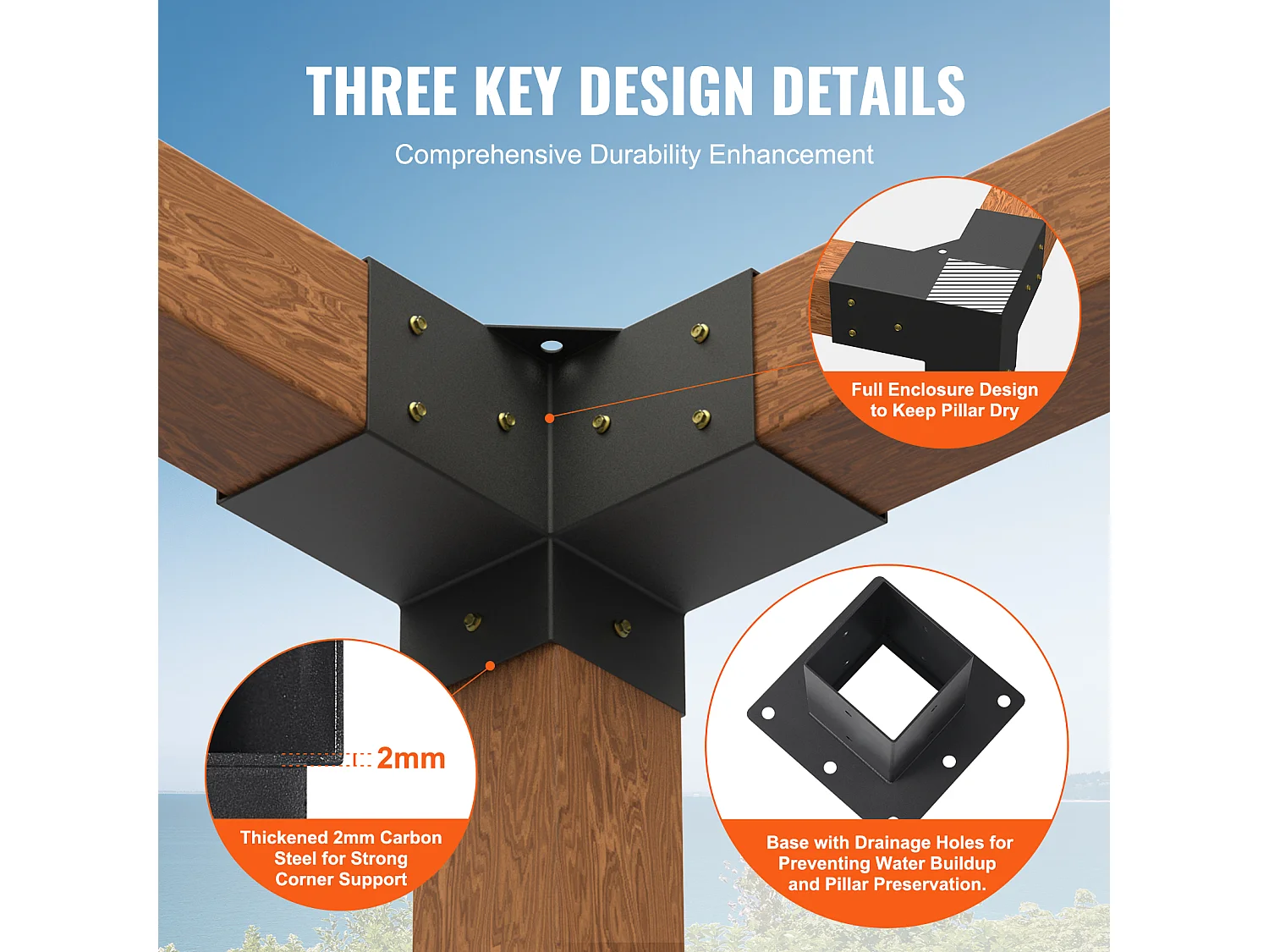 Pergola Beugelset SucceBuy 10,2x10,2cm, Binnenmaat 9,1x9,1cm, 8 Stuks 3-weg Houtbewerking DIY