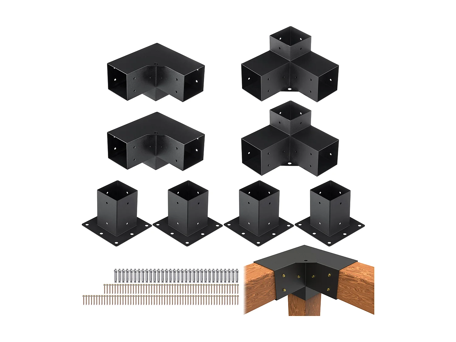 Pergola Beugelset SucceBuy 10,2x10,2cm, Binnenmaat 9,1x9,1cm, 8 Stuks 3-weg Houtbewerking DIY