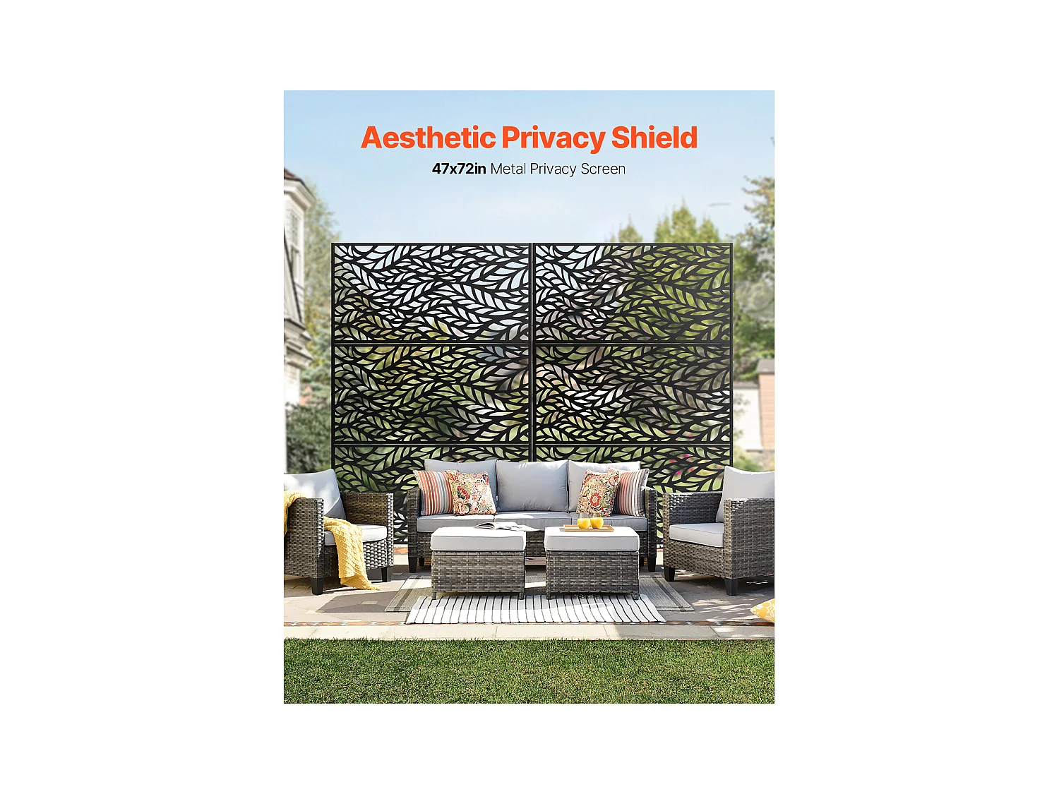 Brise-vue Paravent, SucceBuy Écran de Confidentialité en Métal, 120 x 183 CM, Panneaux Extérieurs, Noir