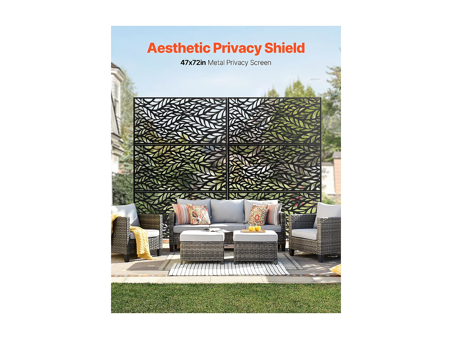 Brise-vue Paravent, SucceBuy Écran de Confidentialité en Métal, 120 x 183 CM, Panneaux Extérieurs, Noir