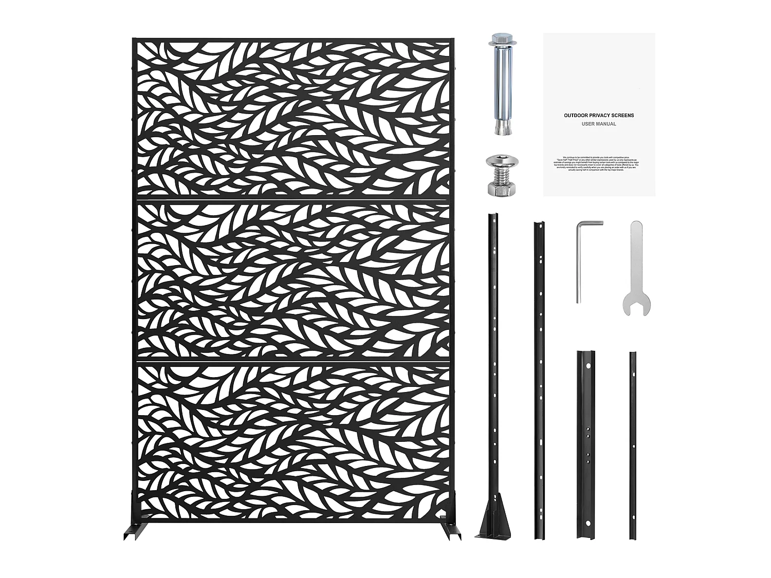 Brise-vue Paravent, SucceBuy Écran de Confidentialité en Métal, 120 x 183 CM, Panneaux Extérieurs, Noir