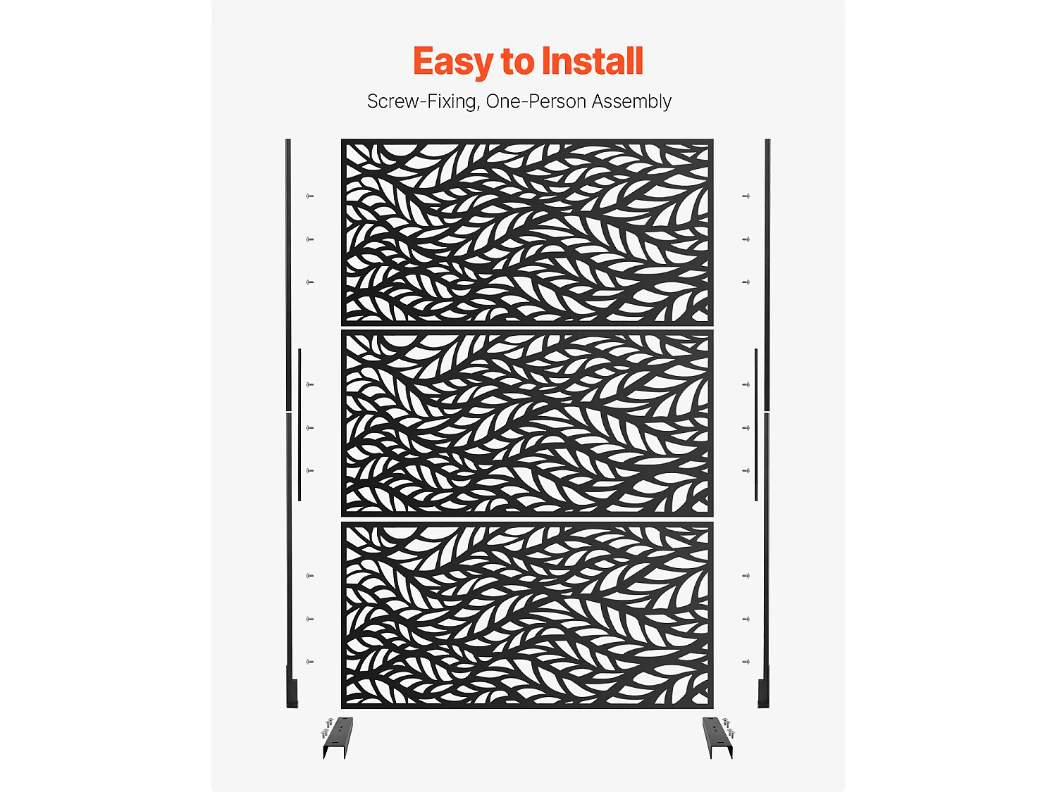 Brise-vue Paravent, SucceBuy Écran de Confidentialité en Métal, 120 x 183 CM, Panneaux Extérieurs, Noir