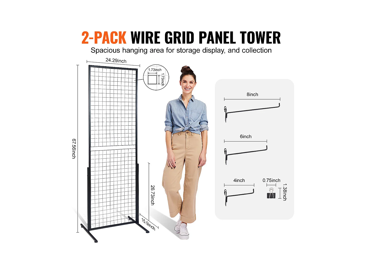 Tour Murale Grillagé SucceBuy 61x170.7cm, Paquet de 2, Supports d'Affichage