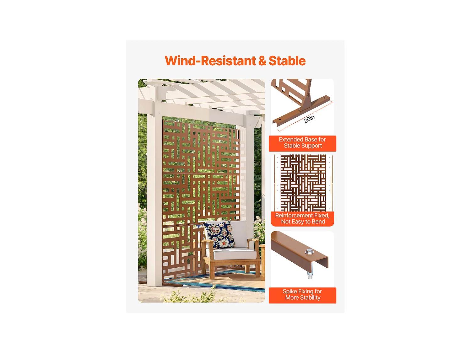 Brise-vue Paravent, SucceBuy Écran de Confidentialité en Métal 91 x 183 CM Panneaux Extérieurs, Brun