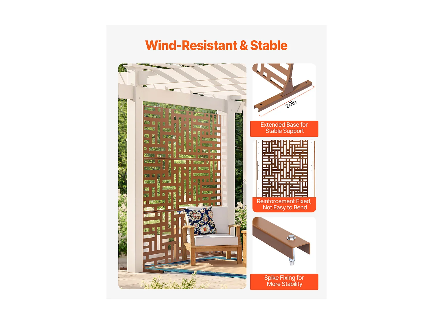 Sichtschutz,SucceBuy 91 x 183 CM, Sichtschutzpaneele aus Metall für den Außenbereich, Braun