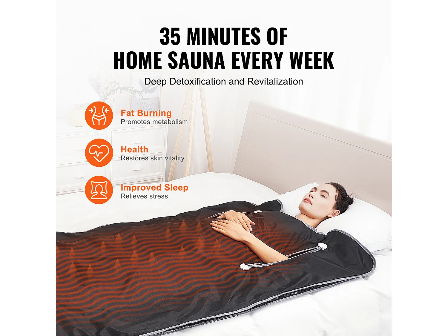 Couverture, SucceBuy Couverture de Sauna 190x90 CM Chauffage Infrarouge Lointain Avec Trous pour Les Bras, Tissu Oxford