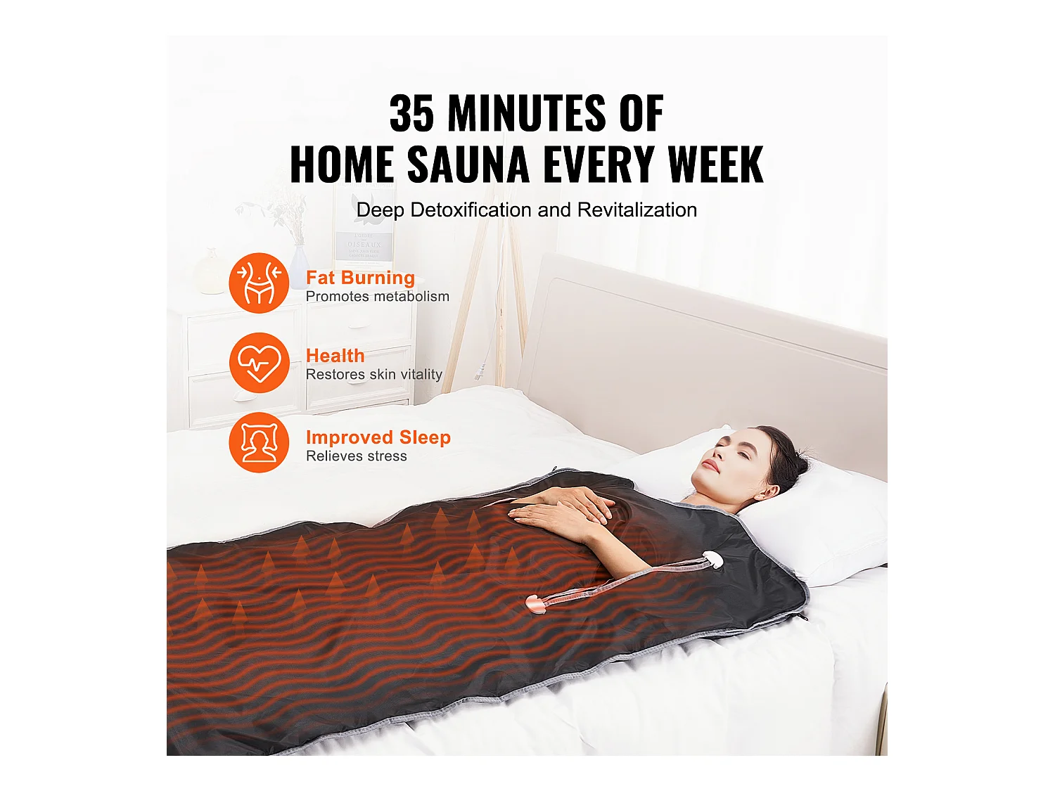 Couverture, SucceBuy Couverture de sauna 180x80 CM, Infrarouge Lointain, Emmanchures, Détox, Oxford