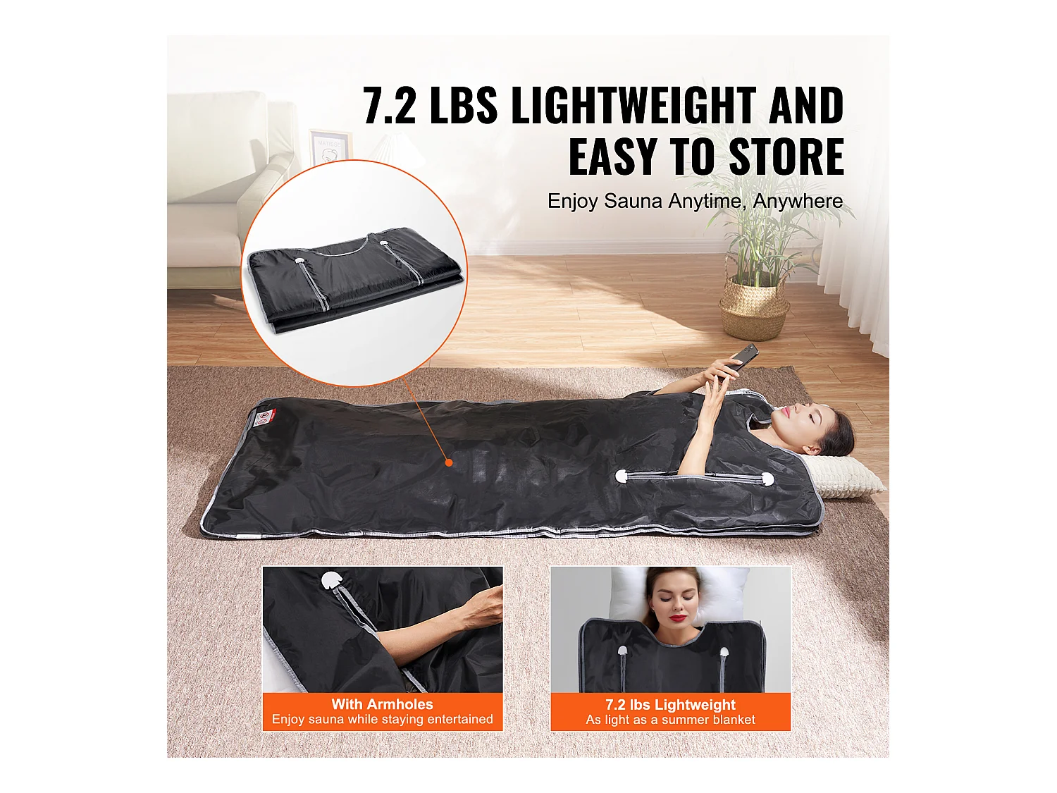 Couverture, SucceBuy Couverture de sauna 180x80 CM, Infrarouge Lointain, Emmanchures, Détox, Oxford