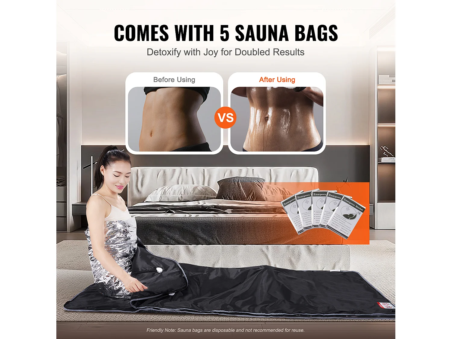 Couverture, SucceBuy Couverture de sauna 180x80 CM, Infrarouge Lointain, Emmanchures, Détox, Oxford