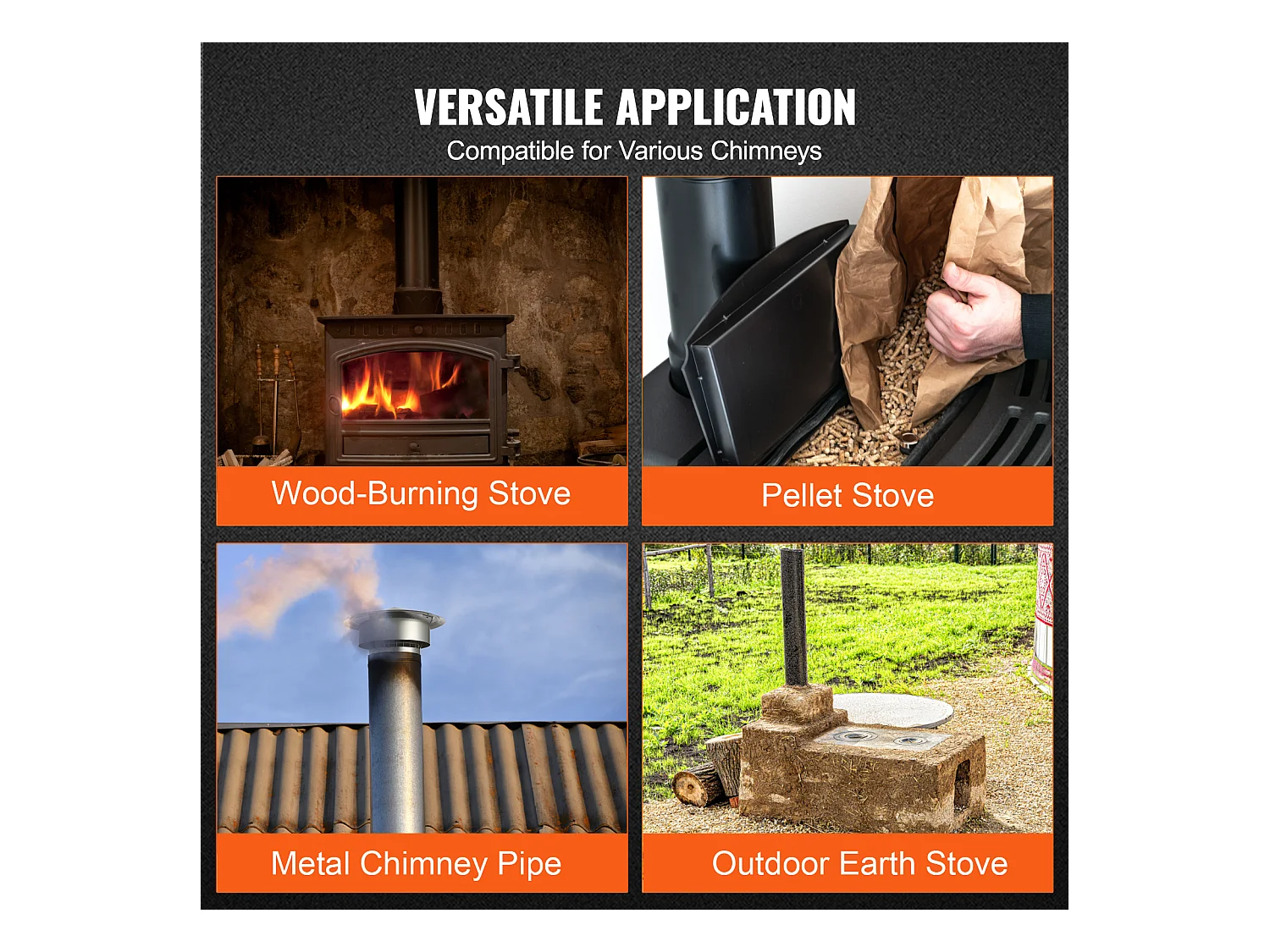 Cheminée SucceBuy Chapeau de Cheminée de 15.24CM, Protection contre La Pluie pour Toit Rond en Acier Inoxydable 304, Argent