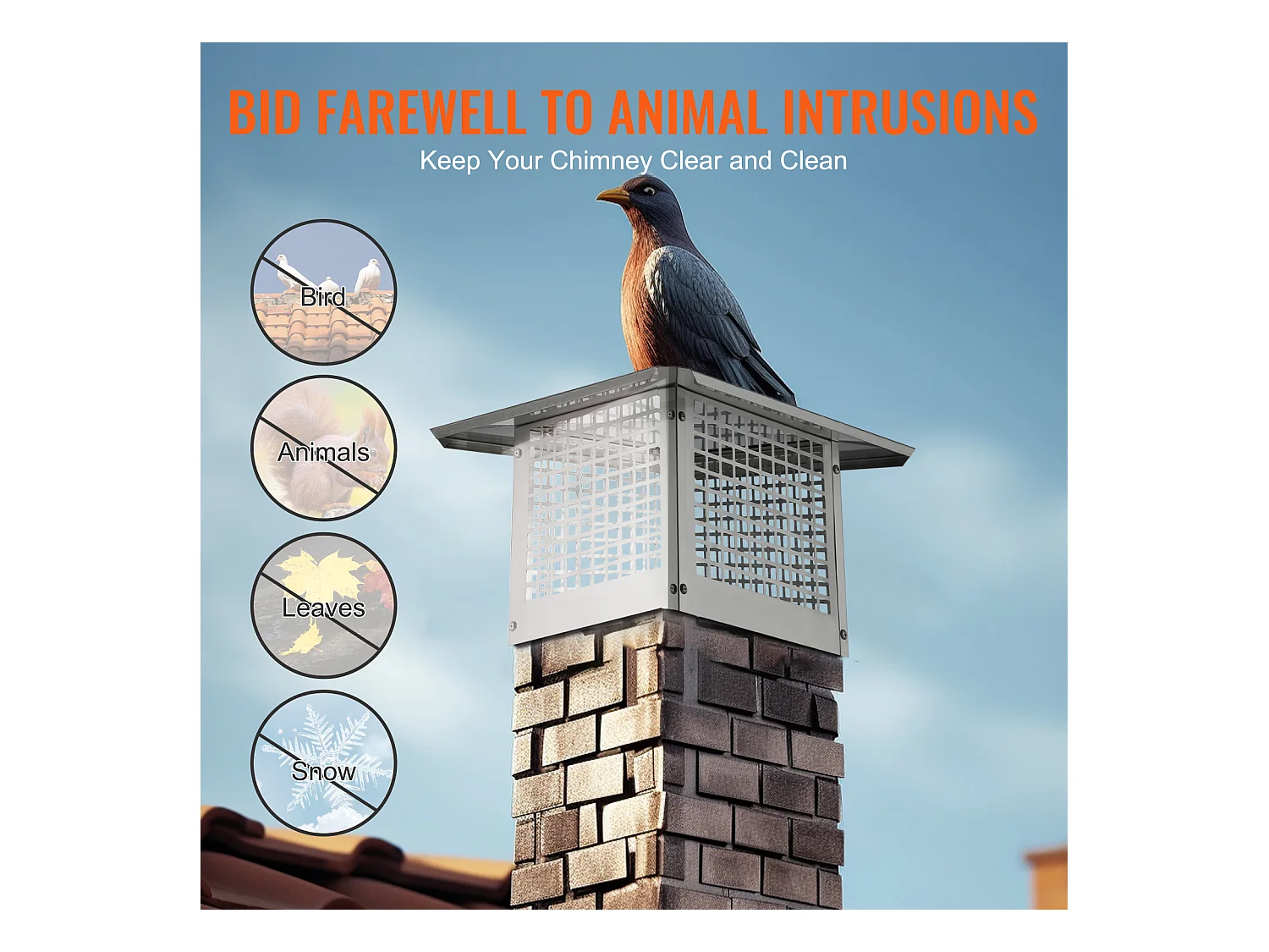 Cheminée SucceBuy Chapeau de Cheminée 30.5 X 30.5 CM, Couvercle de Conduit en Acier Inoxydable 304, Maille