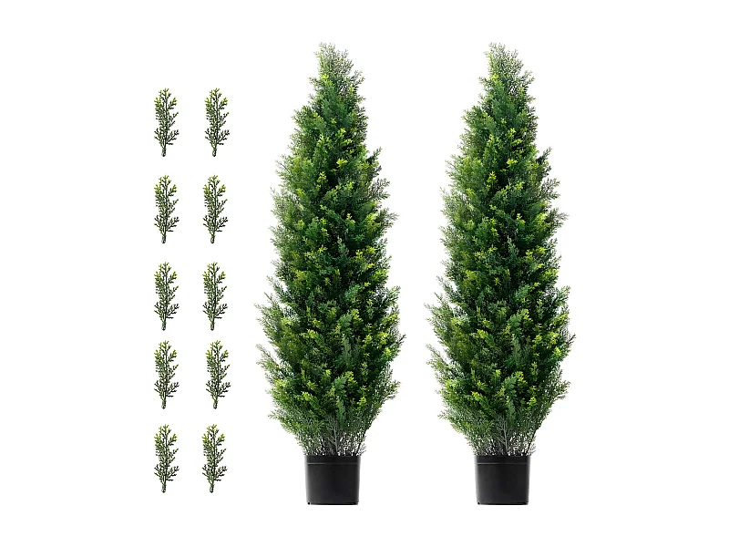 Arbres Artificiels, SucceBuy Lot de 2 Arbres Topiaires Artificiels en Cèdre de 120 CM Résistant aux UV pour Décoration D'intérieur/extérieur