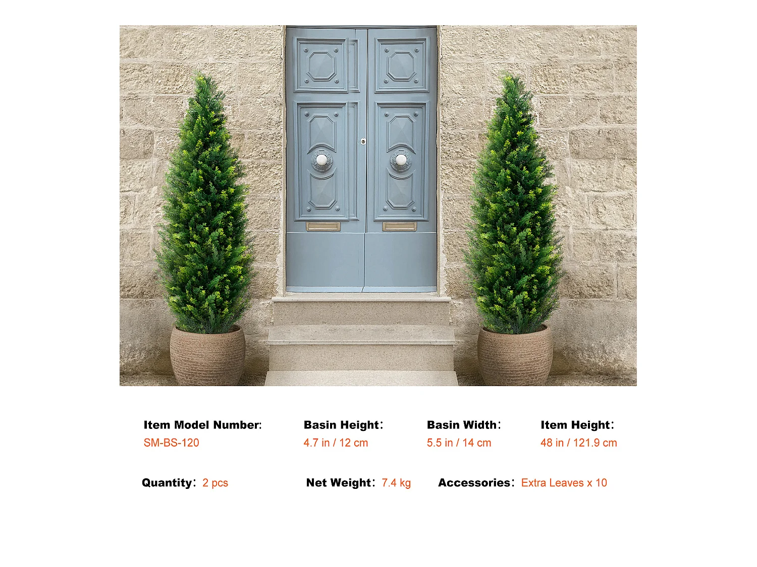 Arbres Artificiels, SucceBuy Lot de 2 Arbres Topiaires Artificiels en Cèdre de 120 CM Résistant aux UV pour Décoration D'intérieur/extérieur