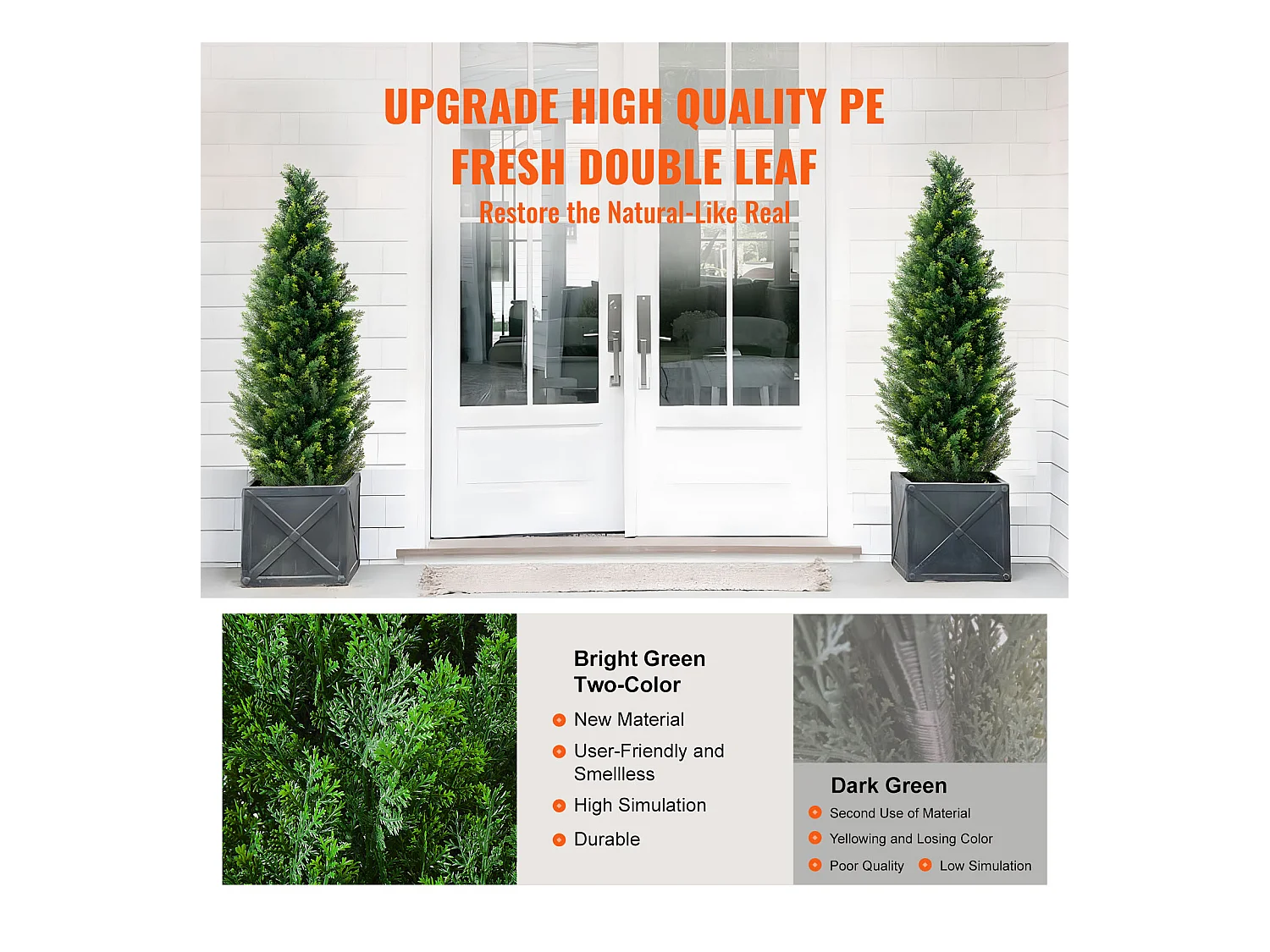 Arbres Artificiels, SucceBuy Lot de 2 Arbres Topiaires Artificiels en Cèdre de 120 CM Résistant aux UV pour Décoration D'intérieur/extérieur