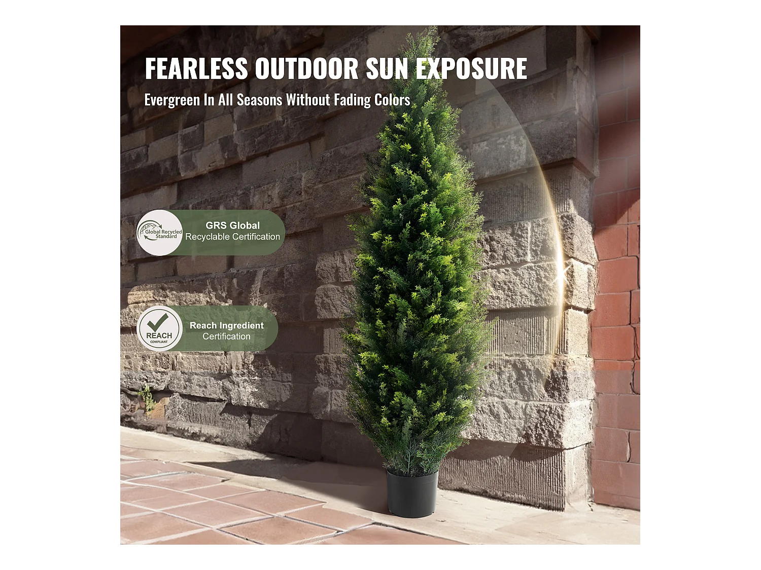 Arbres Artificiels, SucceBuy Lot de 2 Arbres Topiaires Artificiels en Cèdre de 120 CM Résistant aux UV pour Décoration D'intérieur/extérieur