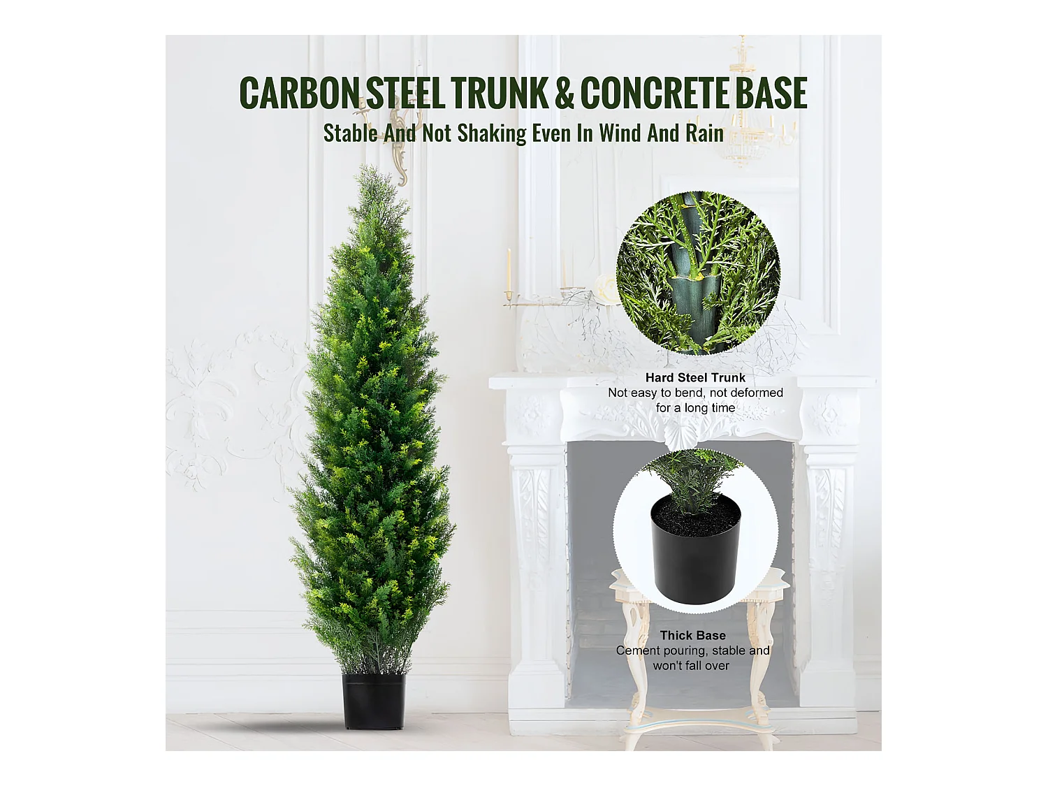 Arbres Artificiels, SucceBuy Lot de 2 Arbres Topiaires Artificiels en Cèdre de 120 CM Résistant aux UV pour Décoration D'intérieur/extérieur