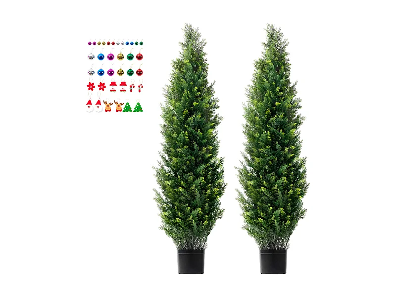 Künstliche Bäume, SucceBuy, 2er-Pack, 150 CM, Künstliche Formschnittbäume aus Zeder, UV-beständig, für die Dekoration im Innen- und Außenbereich