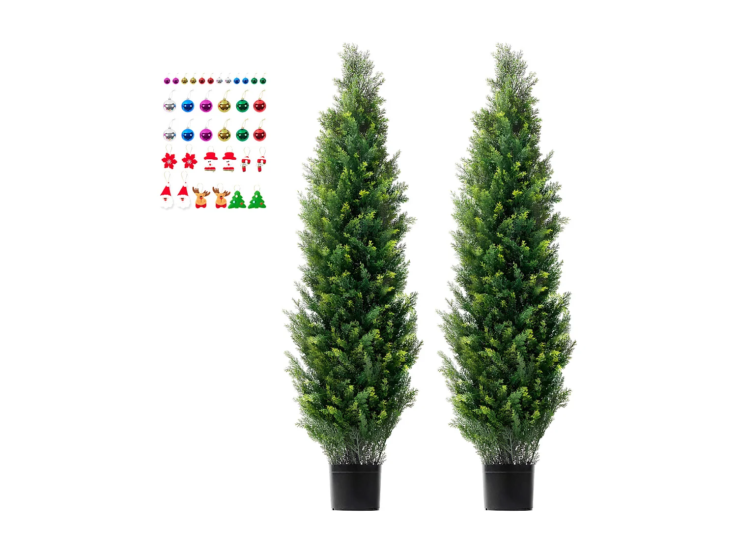 Arbres Artificiels, SucceBuy Lot de 2 Arbres Topiaires Artificiels en Cèdre de 150 CM Résistant aux UV pour Décoration Intérieure/Extérieure