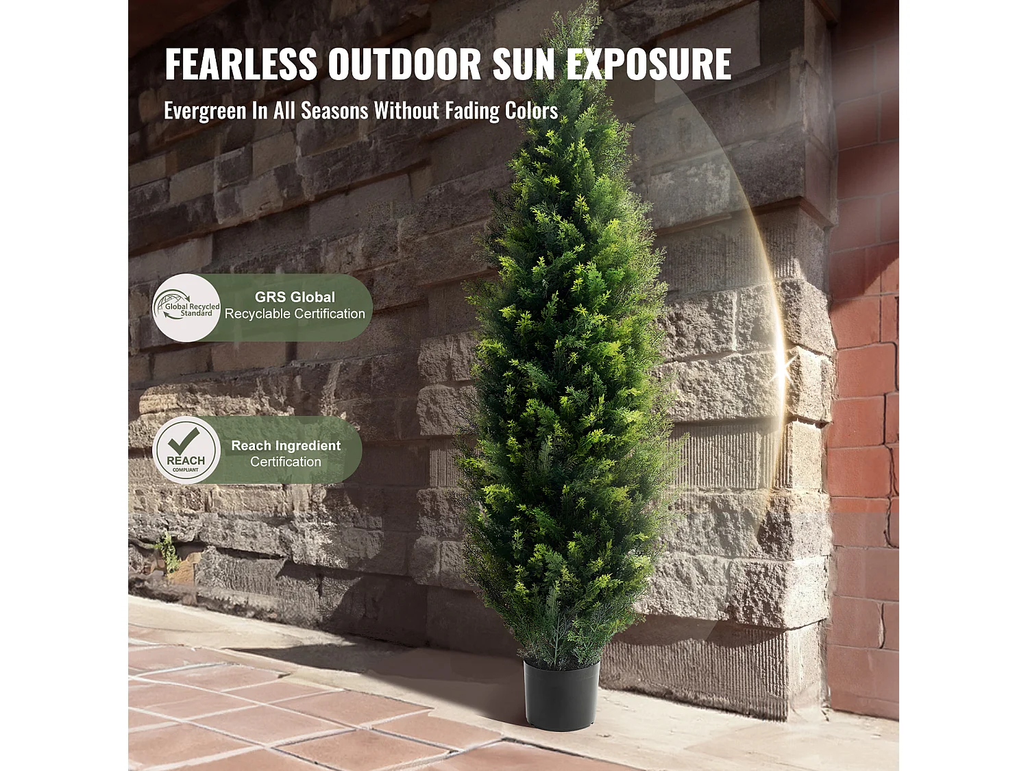 Arbres Artificiels, SucceBuy Lot de 2 Arbres Topiaires Artificiels en Cèdre de 150 CM Résistant aux UV pour Décoration Intérieure/Extérieure