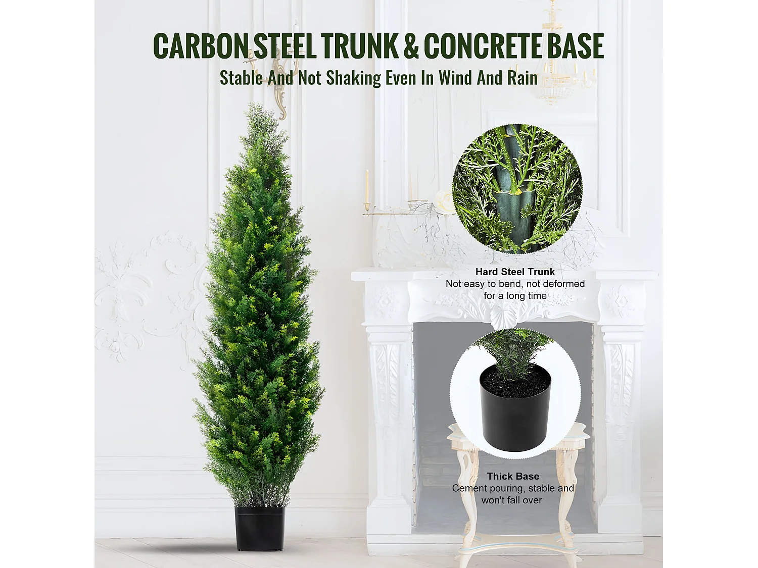 Arbres Artificiels, SucceBuy Lot de 2 Arbres Topiaires Artificiels en Cèdre de 150 CM Résistant aux UV pour Décoration Intérieure/Extérieure