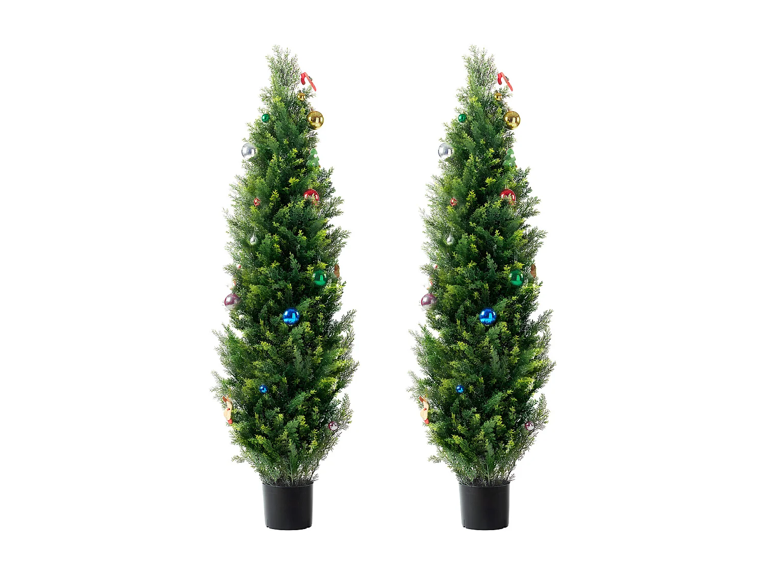 Arbres Artificiels, SucceBuy Lot de 2 Arbres Topiaires Artificiels en Cèdre de 150 CM Résistant aux UV pour Décoration Intérieure/Extérieure