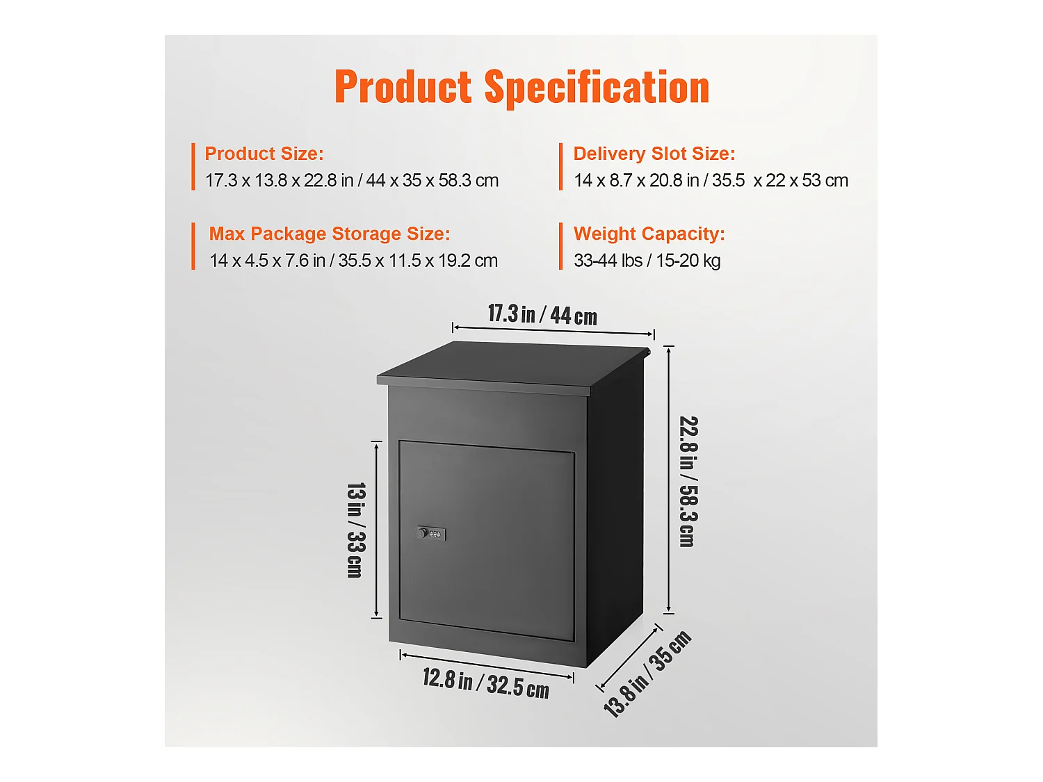 Boite à Colis, SucceBuy Boîtes Aux Lettres Extérieures 44x35x58.3 CM, Acier Galvanisé, Serrure Codée
