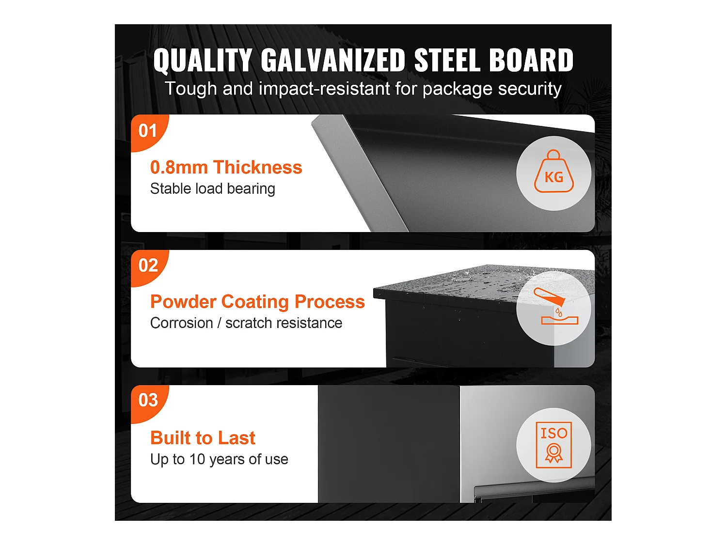 Boite à Colis, SucceBuy Boîtes Aux Lettres Extérieures 44x35x58.3 CM, Acier Galvanisé, Serrure Codée