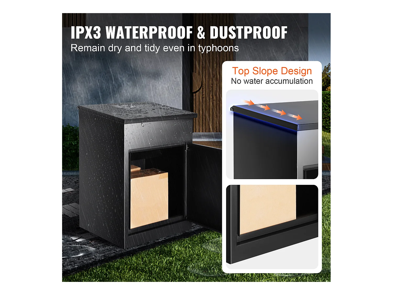 Boite à Colis, SucceBuy Boîtes Aux Lettres Extérieures 44x35x58.3 CM, Acier Galvanisé, Serrure Codée