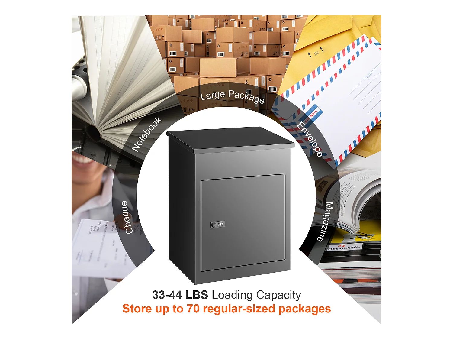 Boite à Colis, SucceBuy Boîtes Aux Lettres Extérieures 44x35x58.3 CM, Acier Galvanisé, Serrure Codée