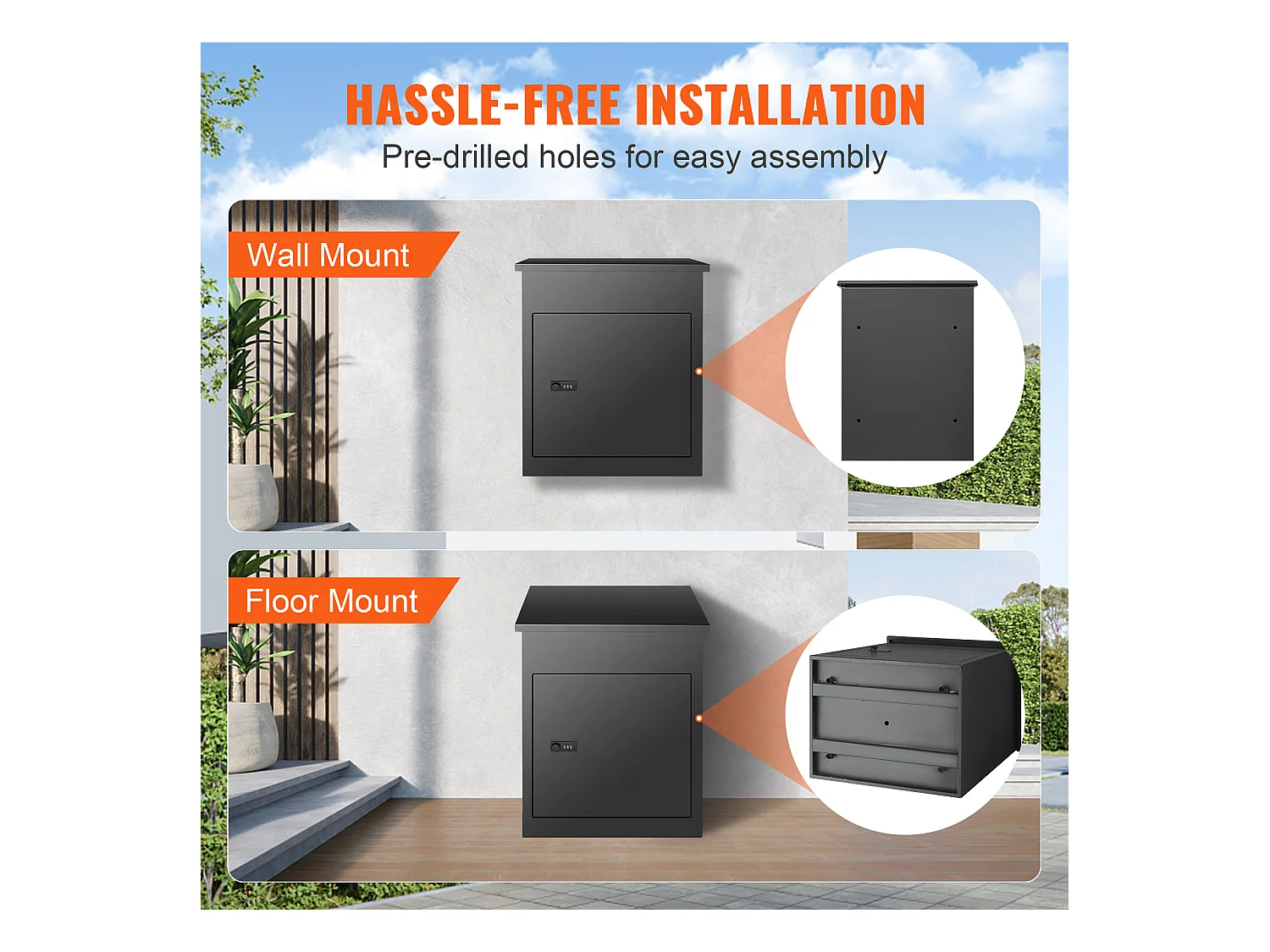 Boite à Colis, SucceBuy Boîtes Aux Lettres Extérieures 44x35x58.3 CM, Acier Galvanisé, Serrure Codée
