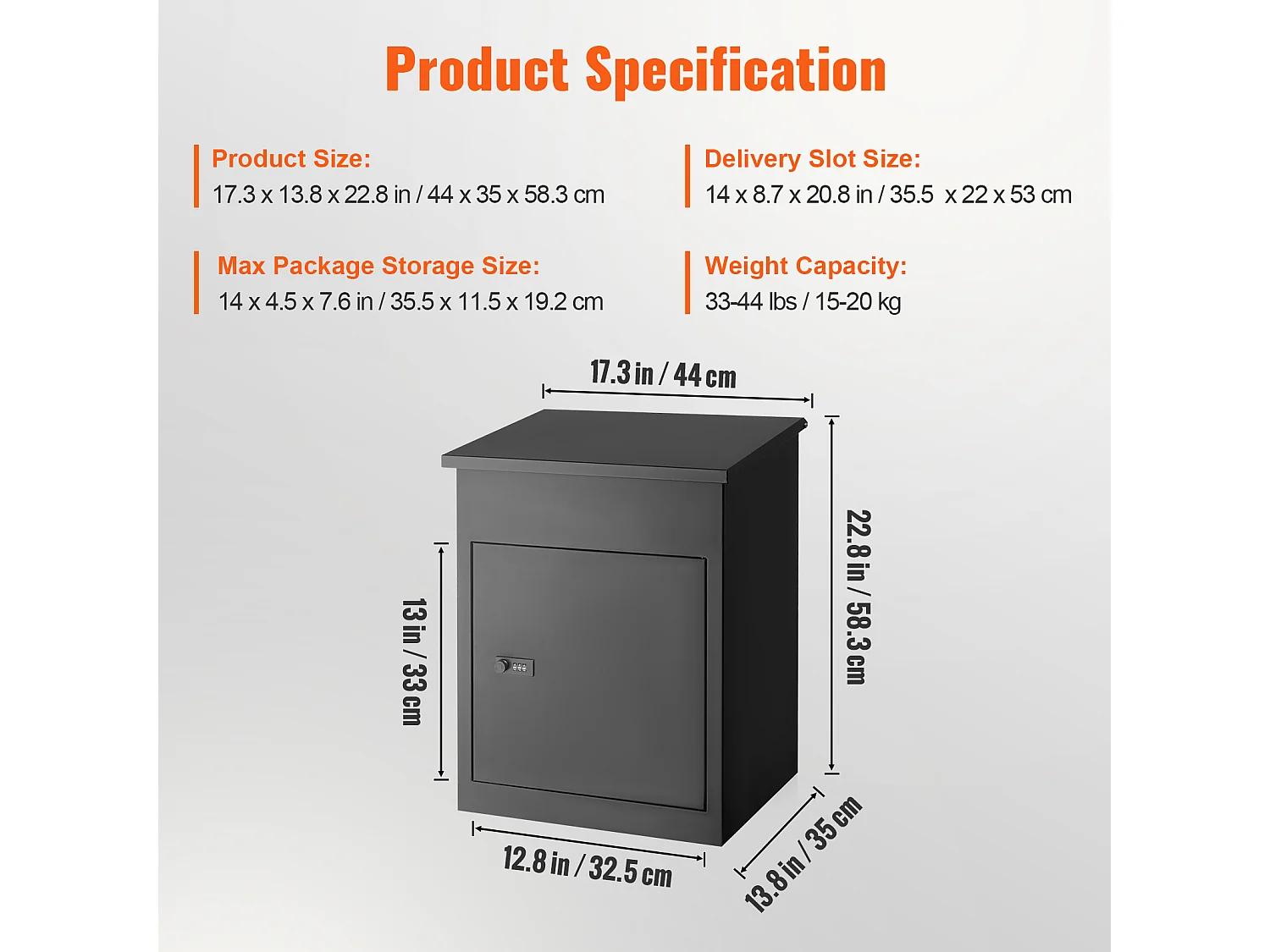 Boite à Colis, SucceBuy Boîtes Aux Lettres Extérieures 44x35x58.3 CM, Acier Galvanisé, Serrure Codée