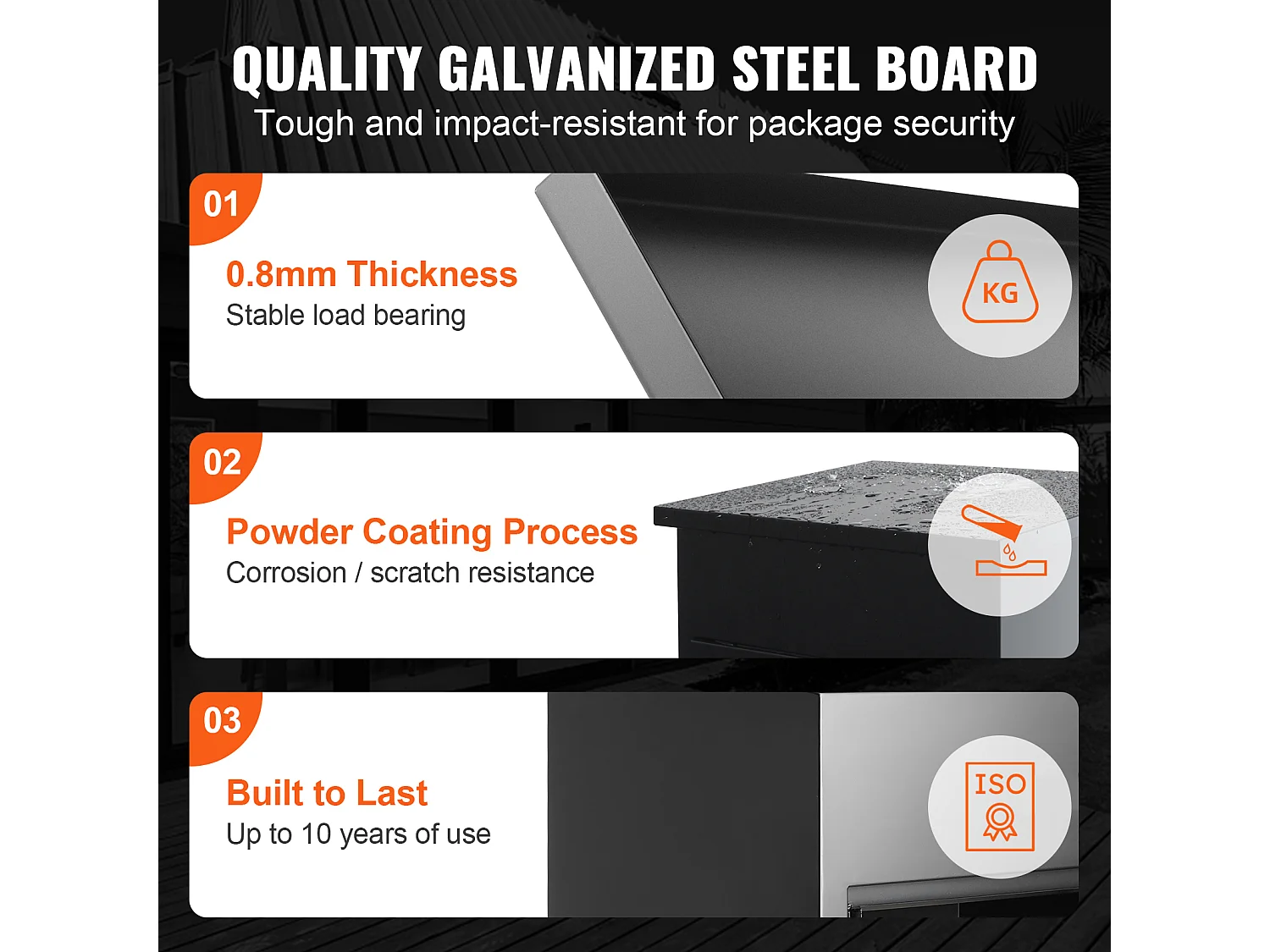 Boite à Colis, SucceBuy Boîtes Aux Lettres Extérieures 44x35x58.3 CM, Acier Galvanisé, Serrure Codée