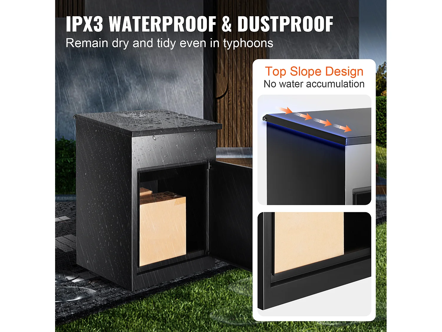 Boite à Colis, SucceBuy Boîtes Aux Lettres Extérieures 44x35x58.3 CM, Acier Galvanisé, Serrure Codée