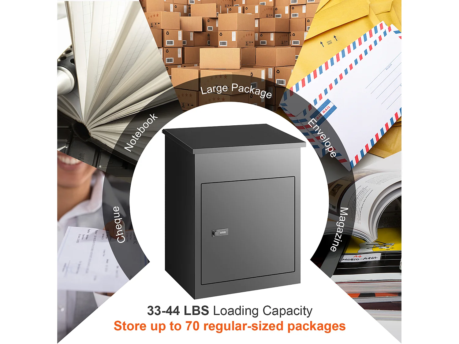 Boite à Colis, SucceBuy Boîtes Aux Lettres Extérieures 44x35x58.3 CM, Acier Galvanisé, Serrure Codée