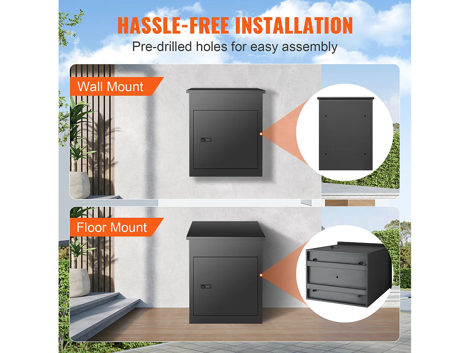 Boite à Colis, SucceBuy Boîtes Aux Lettres Extérieures 44x35x58.3 CM, Acier Galvanisé, Serrure Codée