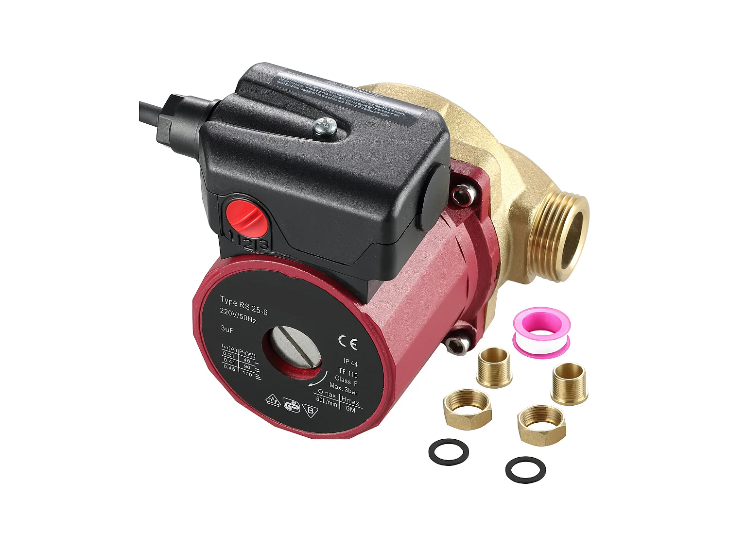 Pompe de Circulation d'Eau Solaire en Laiton SucceBuy LPS20-12-100 à 3 Vitesses