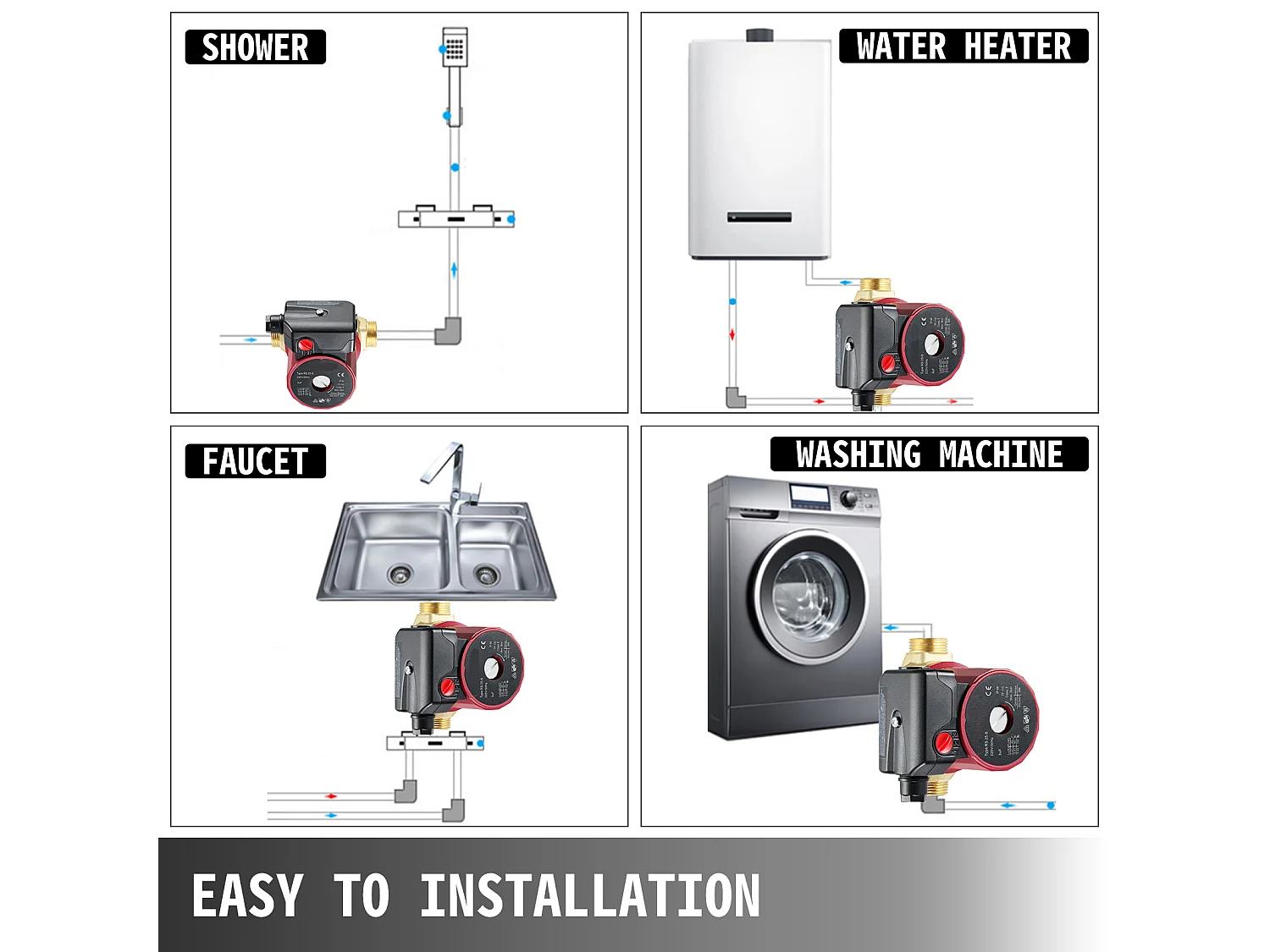 Pompe de Circulation d'Eau Solaire en Laiton SucceBuy LPS20-12-100 à 3 Vitesses