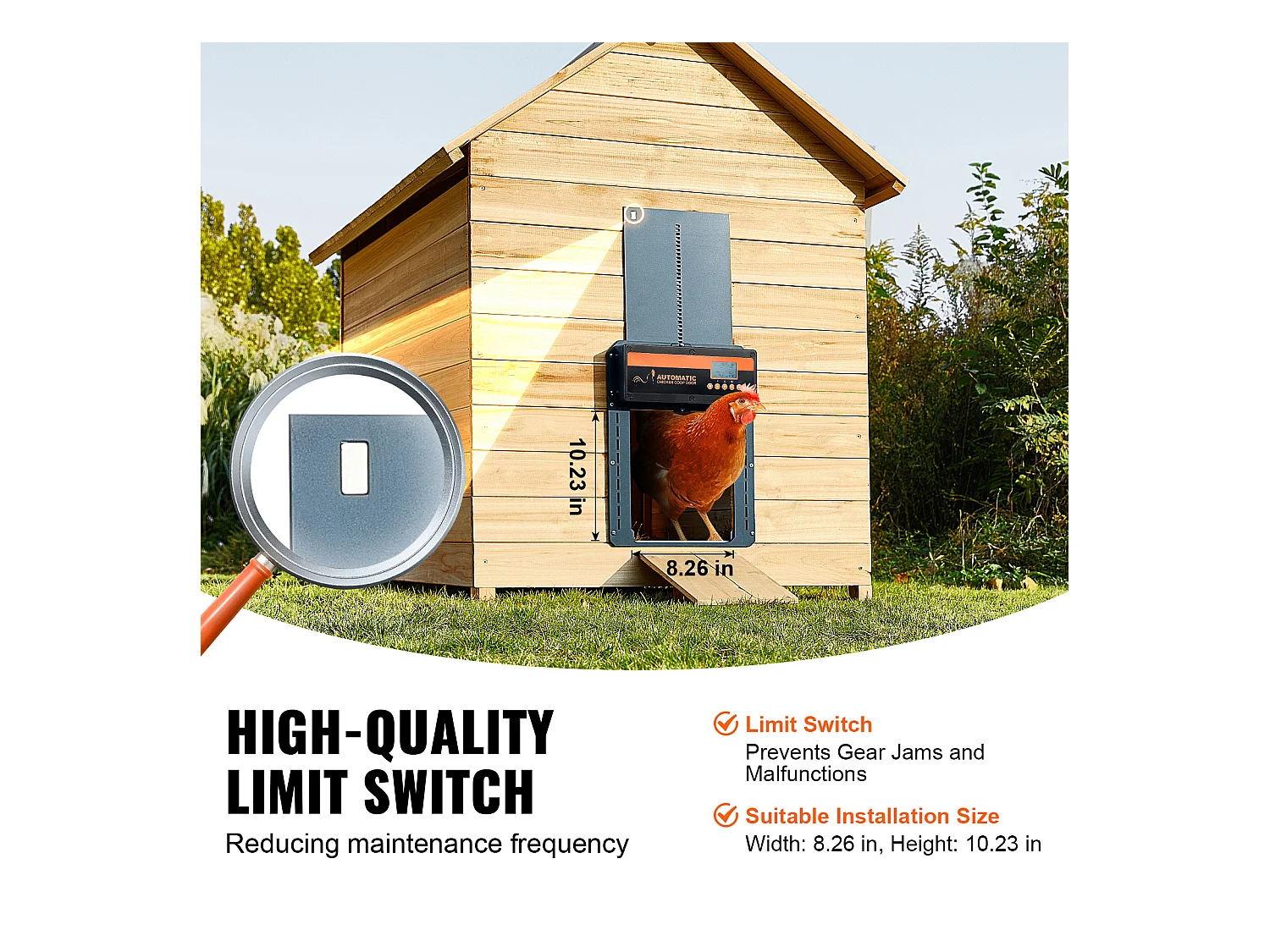Porte Automatique pour Poulailler SucceBuy, Minuterie et Capteur de Lumière, Ouvre-porte Automatique