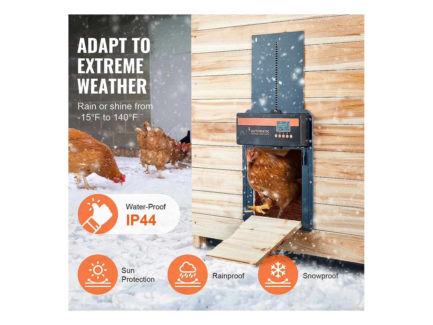 Porte Automatique pour Poulailler SucceBuy, Minuterie et Capteur de Lumière, Ouvre-porte Automatique