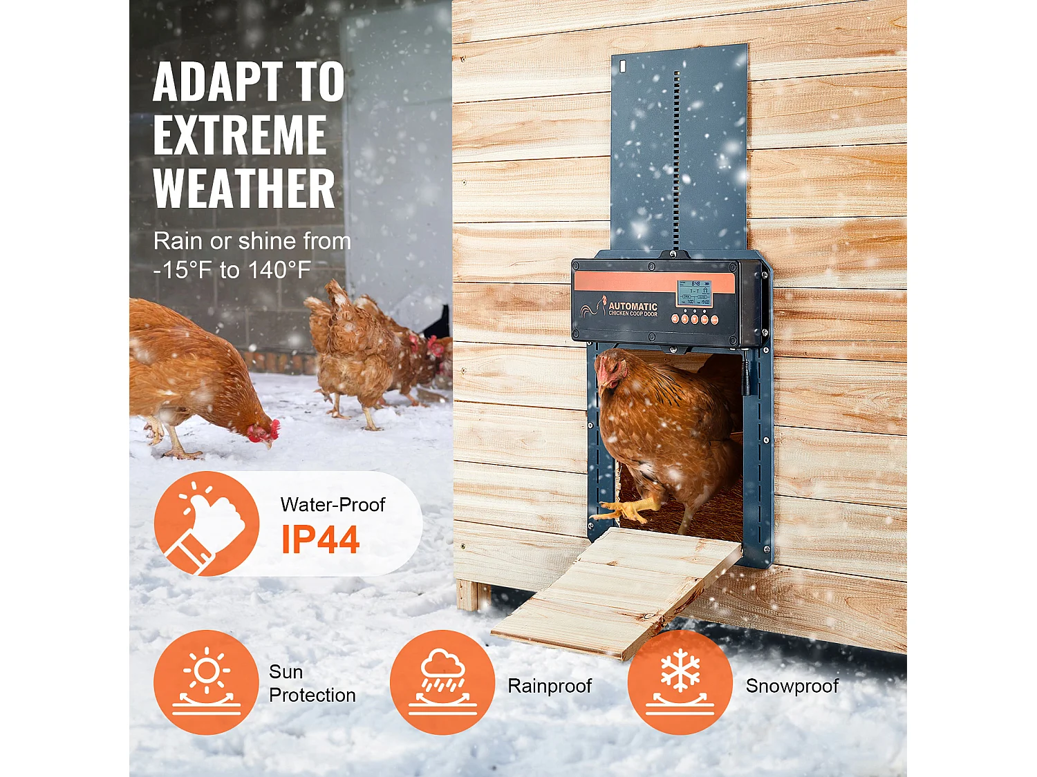 Automatische Hühnerstalltür SucceBuy, Timer & Lichtsensor, Automatischer Türöffner