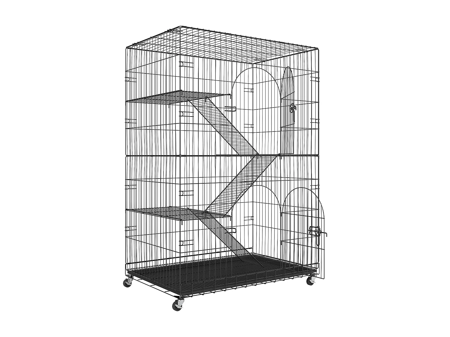 Gabbia per Gatti, SucceBuy Recinto per Gatti in Metallo a 4 Livelli con Ruote