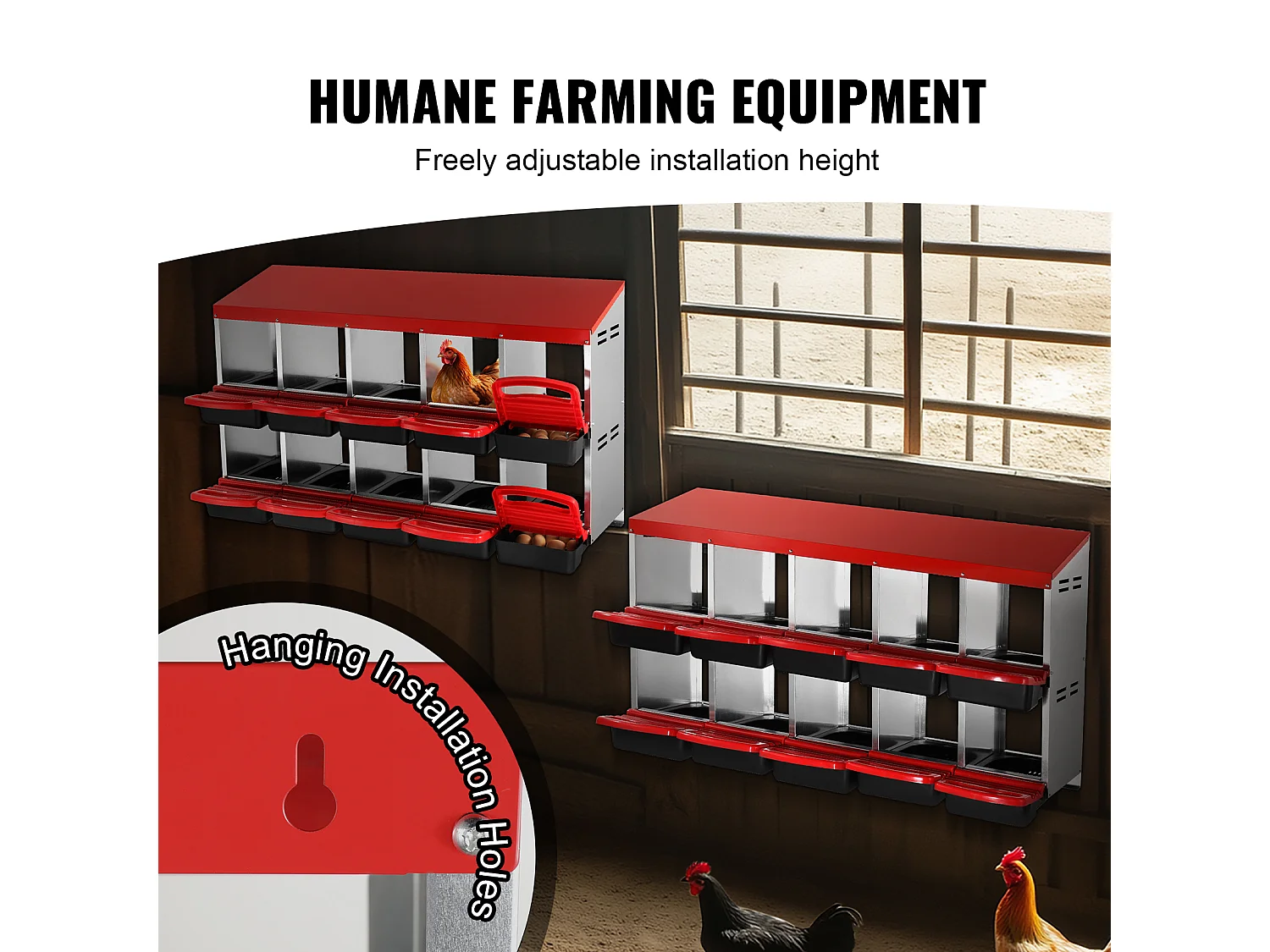 Hühnernistkasten, SucceBuy Hühnernistkasten mit 10 Fächern, Metallkasten mit Schrägem Nistdesign