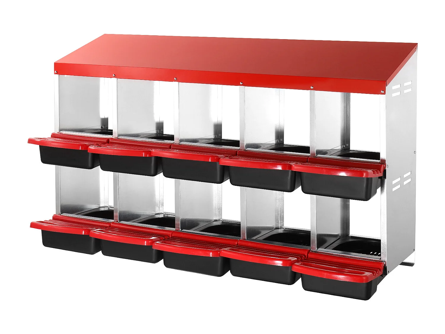 Hühnernistkasten, SucceBuy Hühnernistkasten mit 10 Fächern, Metallkasten mit Schrägem Nistdesign