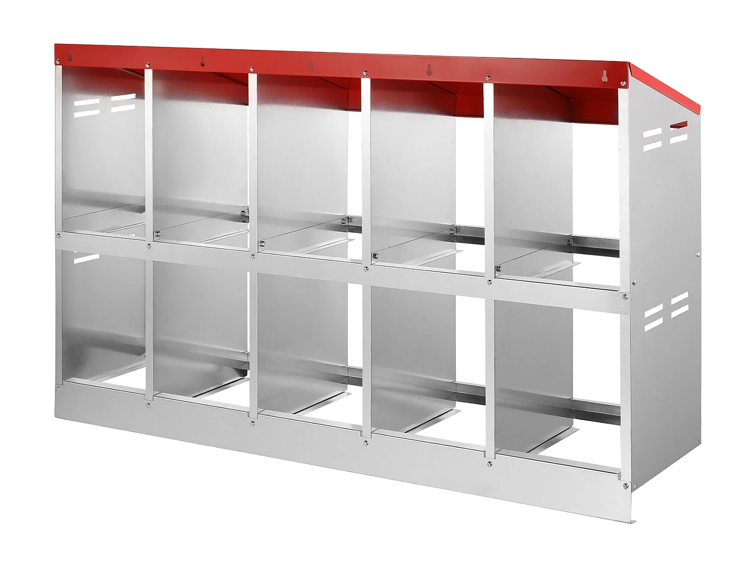 Hühnernistkasten, SucceBuy Hühnernistkasten mit 10 Fächern, Metallkasten mit Schrägem Nistdesign