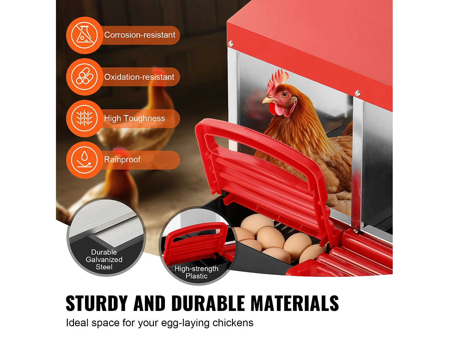 Pondoir pour Poules, SucceBuy Nichoir à Poules à 10 Compartiments, Boîte en Métal avec Conception de Nidification Inclinée