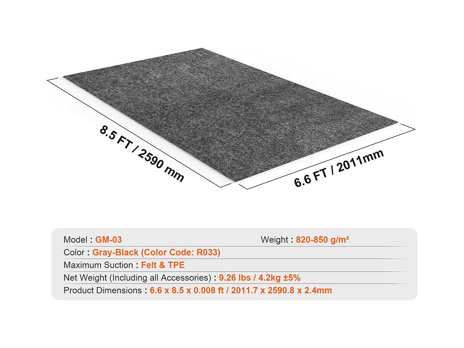 Tapis de Sol, SucceBuy Tapis de Sol de Garage, 200 x 260 CM, Antidérapant, Résistant et Imperméable