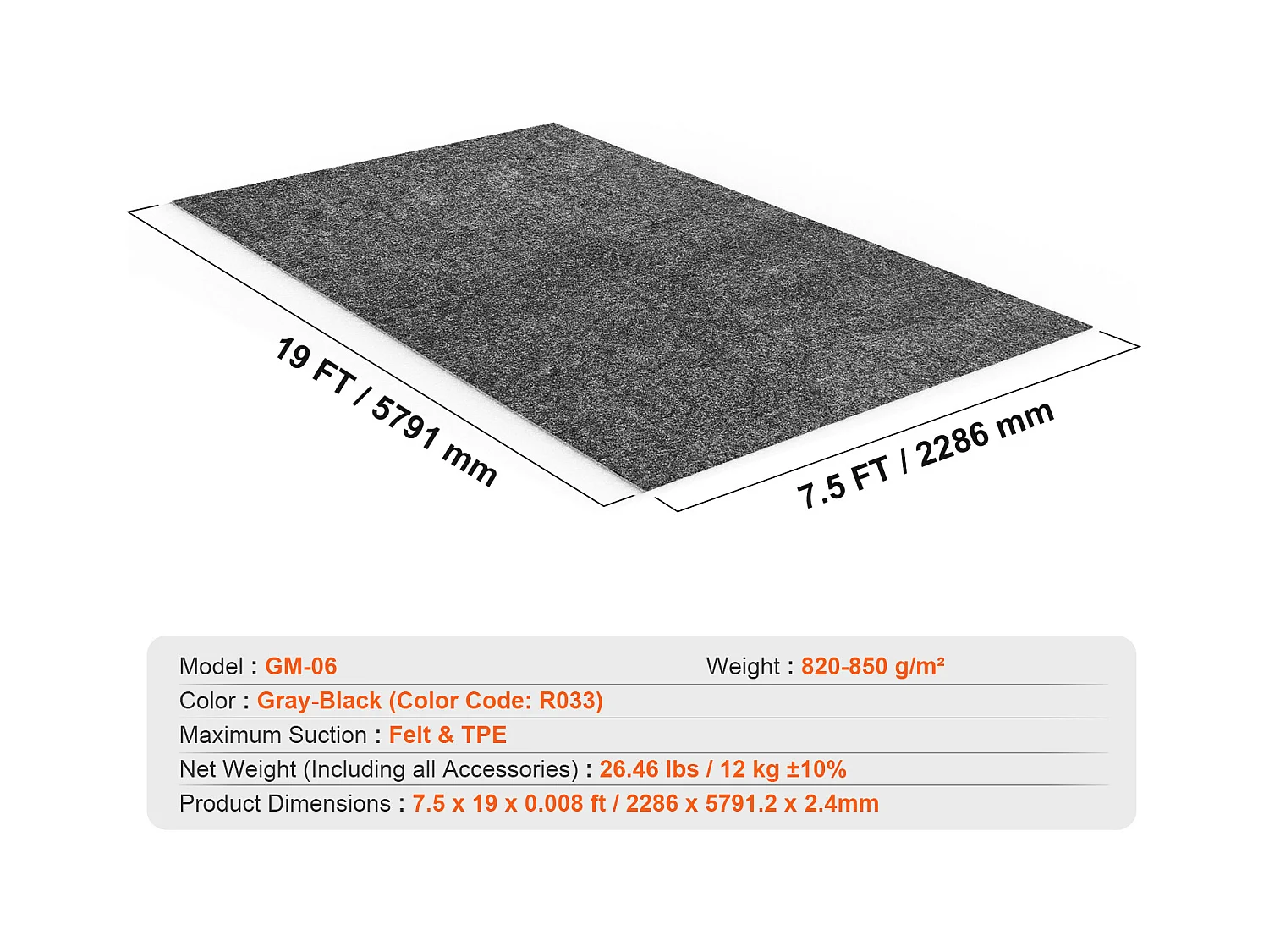 Tapis de Sol, SucceBuy Tapis de Sol de Garage 230 x 579 CM Antidérapant, Résistant et Imperméable