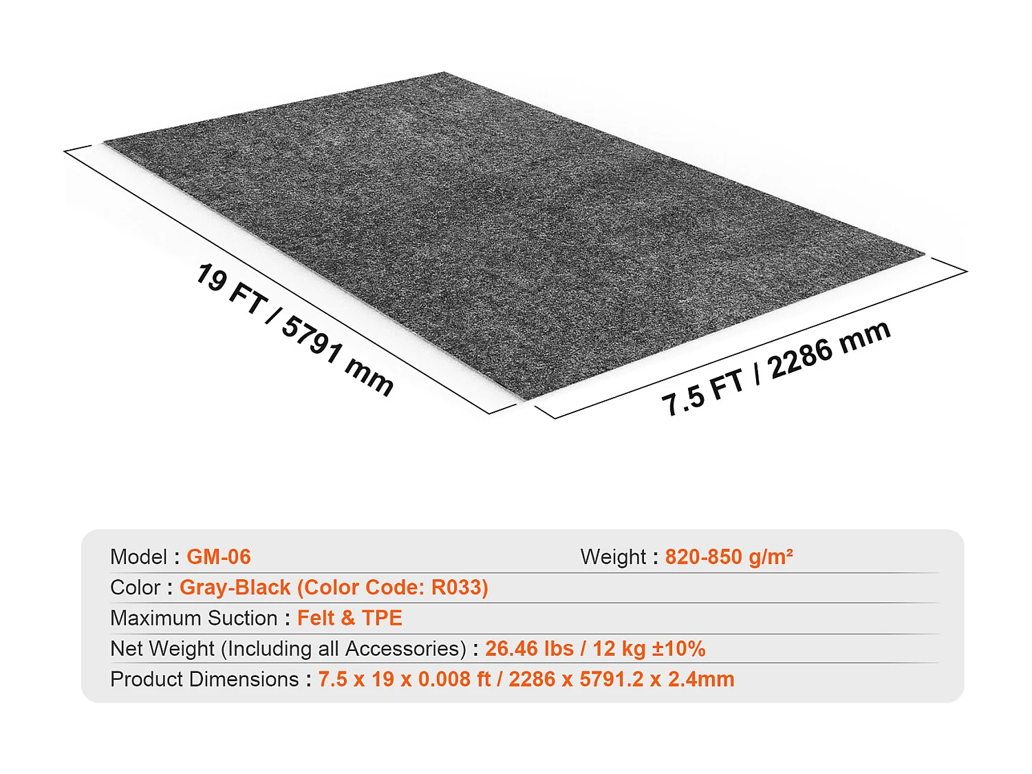 Tapis de Sol, SucceBuy Tapis de Sol de Garage 230 x 579 CM Antidérapant, Résistant et Imperméable