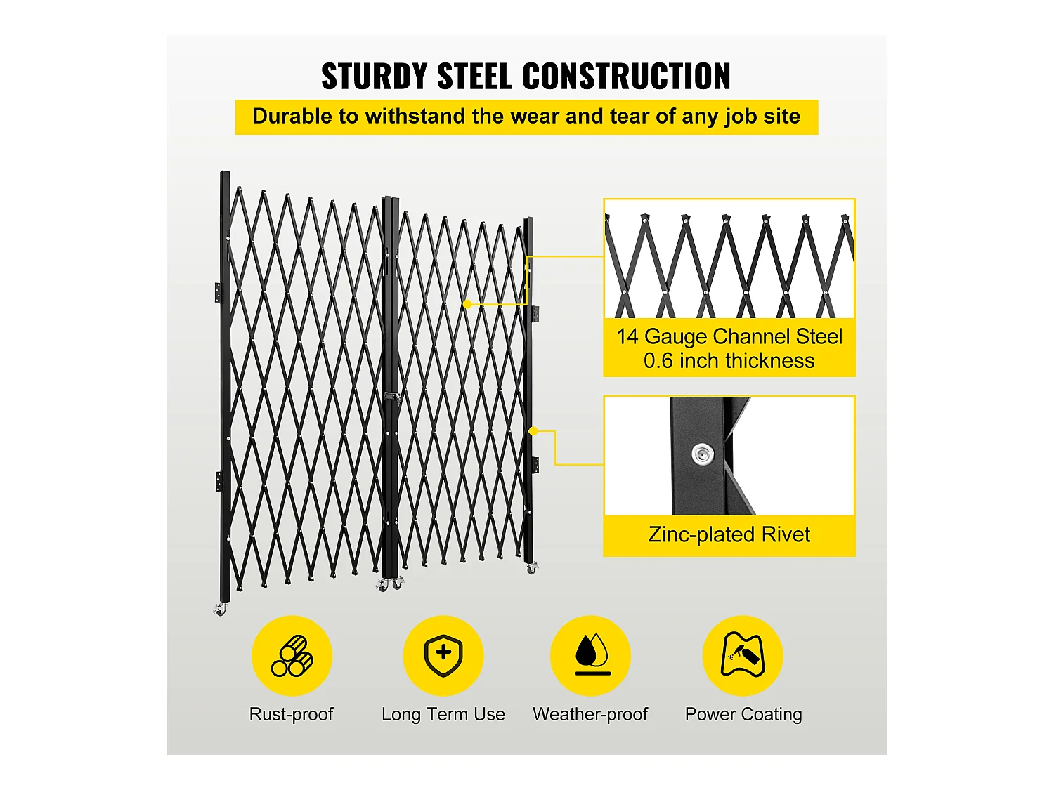 Barrière de Sécurité Double Pliante SucceBuy, 198.12cm H x 365.76cm W, Porte Pliante, Porte à Ciseaux
